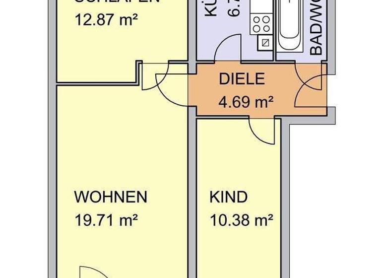 Wohnung zur Miete 395 € 3 Zimmer 60,7 m² 4. Geschoss frei ab sofort Platz des Friedens 8 Sandersdorf Sandersdorf-Brehna 06792