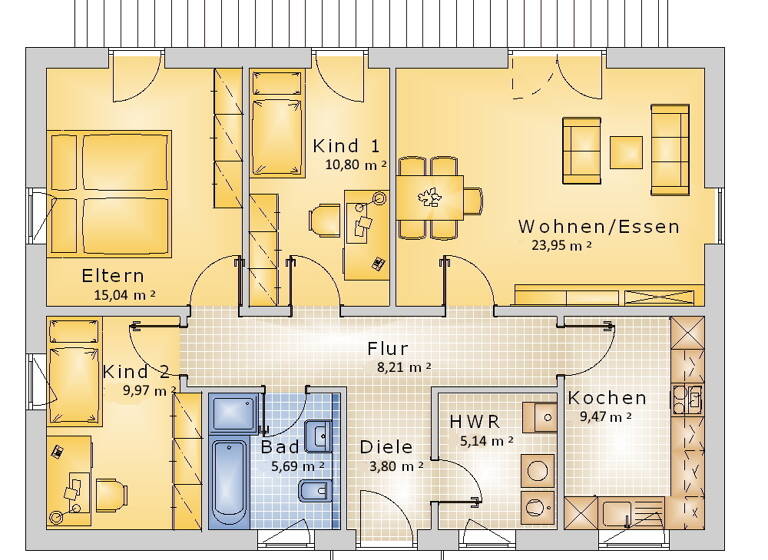 Bungalow zum Kauf - Erstbezug provisionsfrei 304.900 € 4 Zimmer 92 m² 790 m² Grundstück Varrel 27259