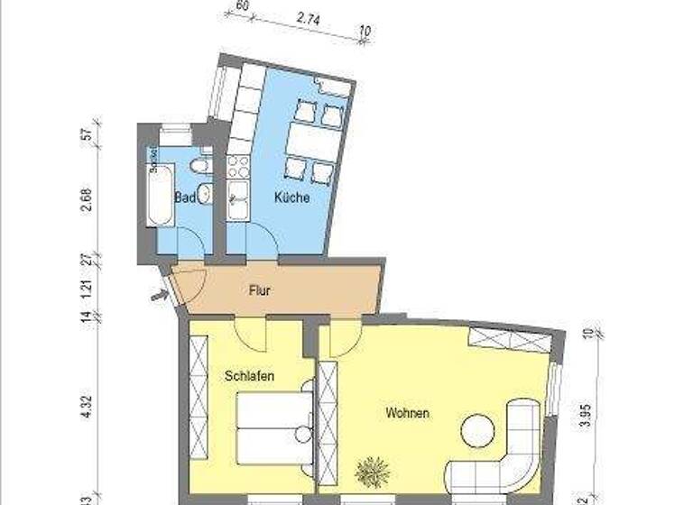 Wohnung zur Miete 420 € 2 Zimmer 59,1 m² 1. Geschoss frei ab sofort Joseph-Haydn-Straße 1 Frankfurt Frankfurt (Oder) 15234