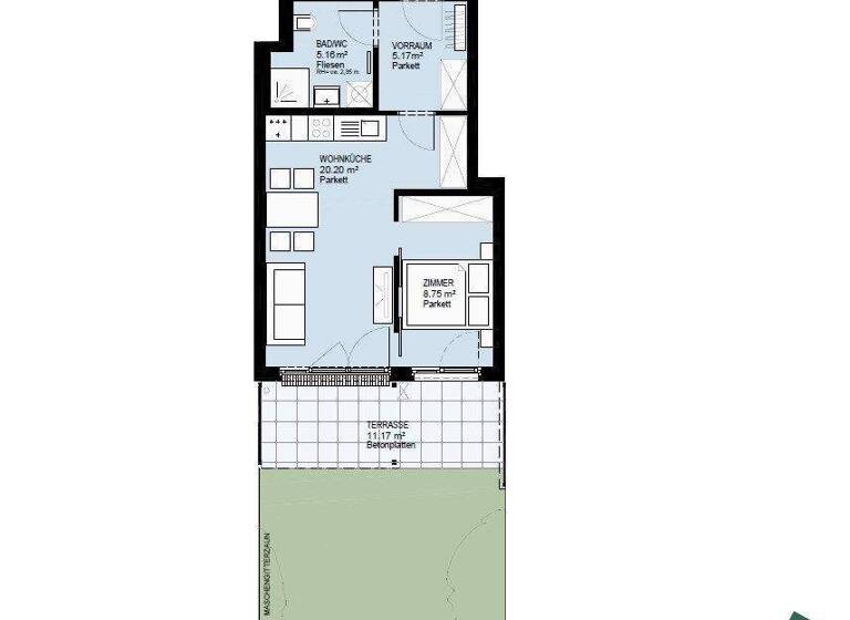 Wohnung zur Miete 734 € 1,5 Zimmer EG Wien 1210