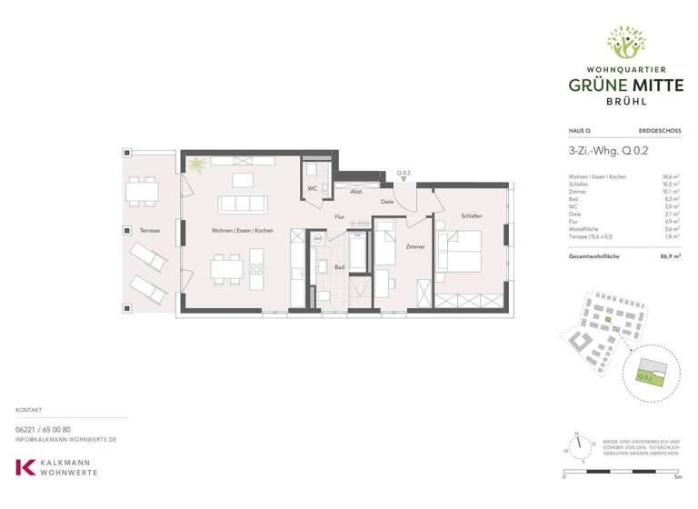 Terrassenwohnung zum Kauf - Erstbezug provisionsfrei 477.900 € 3 Zimmer 86,9 m² 1. Geschoss Stadion-Anlage 9 Brühl 68782