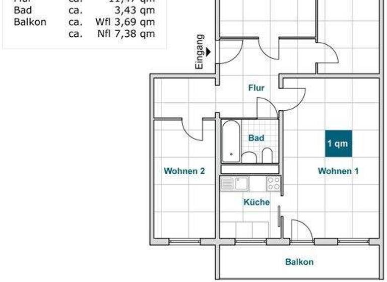 Wohnung zur Miete 585 € 4 Zimmer 77,5 m² 4. Geschoss frei ab 08.03.2026 Wölfnitzer Ring 64 Gorbitz-Süd Dresden 01169
