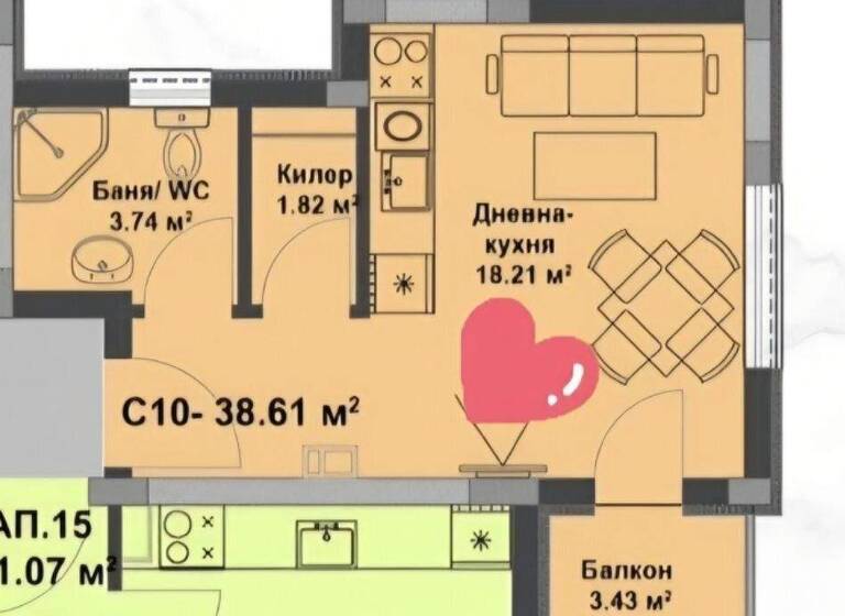 Studio zum Kauf - Erstbezug provisionsfrei 63.000 € 1 Zimmer 37,3 m² 3. Geschoss Sunny Beach 8240