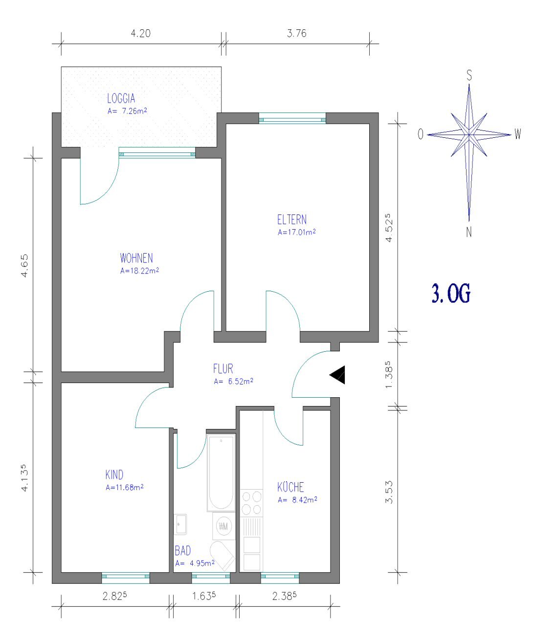 Wohnung zur Miete 464 € 3 Zimmer 66,3 m²<br/>Wohnfläche 3.<br/>Geschoss ab sofort<br/>Verfügbarkeit Rauchstr. 13 Kernstadt Holzminden 37603