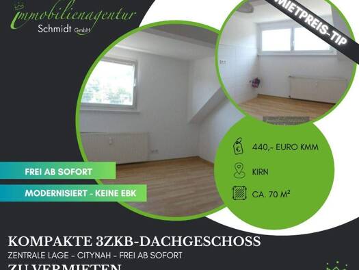 Wohnung zur Miete 440 € 3 Zimmer 70 m² 2. Geschoss Kirn 55606