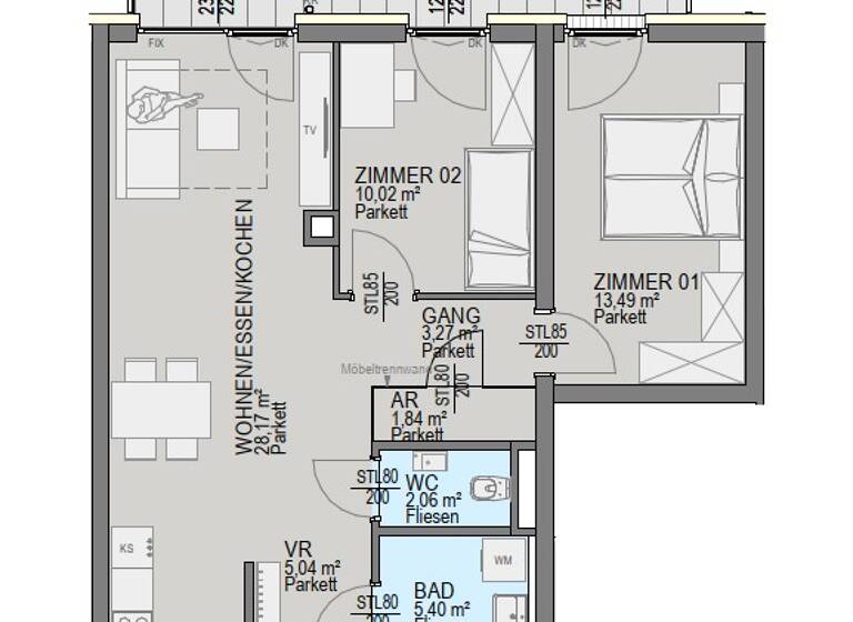 Wohnung zum Kauf - Erstbezug 345.800 € 3 Zimmer 69,3 m² 2. Geschoss Straßgang Graz 8054