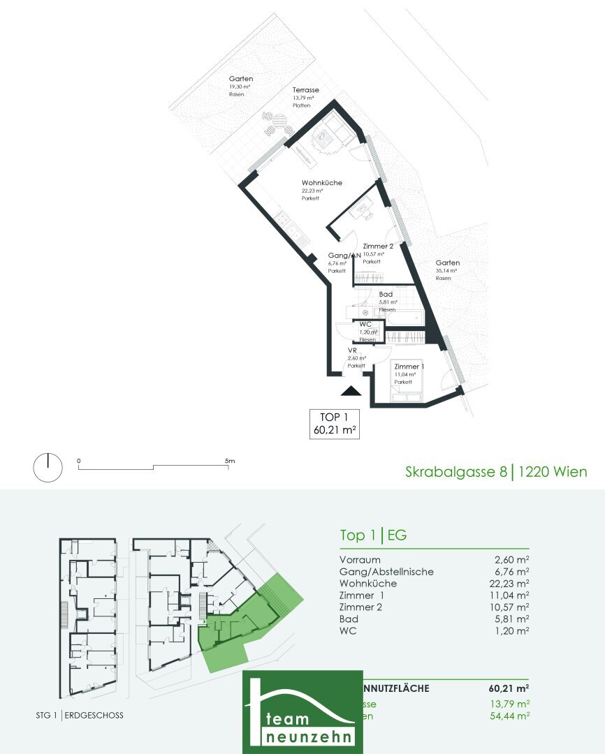 Wohnung zum Kauf 337.176 € 3 Zimmer 60,2 m²<br/>Wohnfläche EG<br/>Geschoss Skrabalgasse 8 Wien 1220