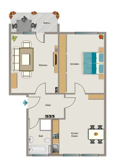 Wohnung zur Miete 396 € 2,5 Zimmer 48,8 m²<br/>Wohnfläche 2.<br/>Geschoss 01.02.2025<br/>Verfügbarkeit Tiefbaustraße 12 Altenessen-Nord Essen 45329