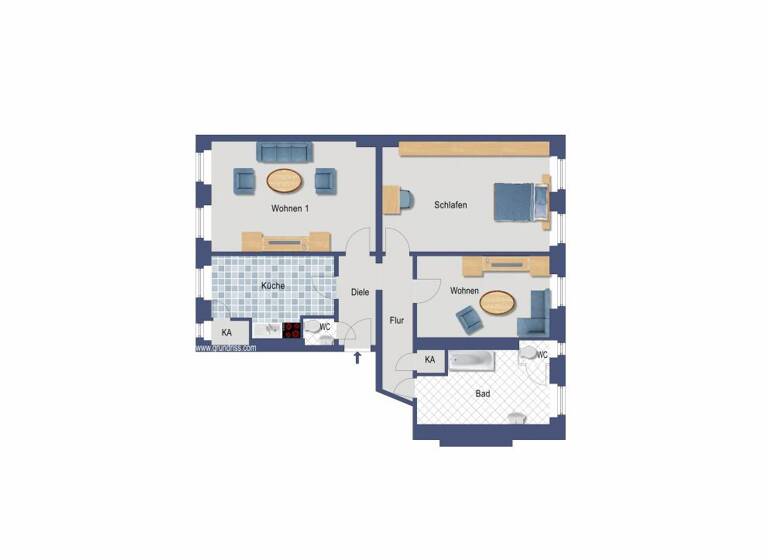 Wohnung zum Kauf provisionsfrei 286.000 € 3 Zimmer 93 m²<br/>Wohnfläche 2.<br/>Geschoss Weißenburger Straße 18 Spandau Berlin 13595