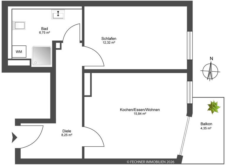 Wohnung zur Miete 750 € 2 Zimmer 45,3 m² 1. Geschoss frei ab 01.03.2026 Harderstr. 24b Ingolstadt 85049