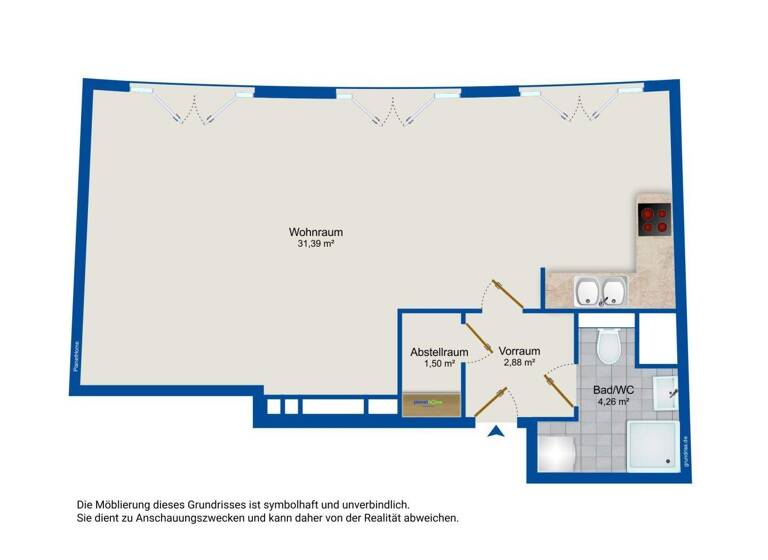 Studio zum Kauf 190.000 € 1 Zimmer 40 m² 6. Geschoss Wien 1190