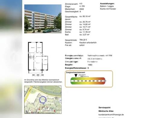Wohnung zur Miete Tauschwohnung 785 € 4 Zimmer 83 m² Kaulsdorf Berlin 12687