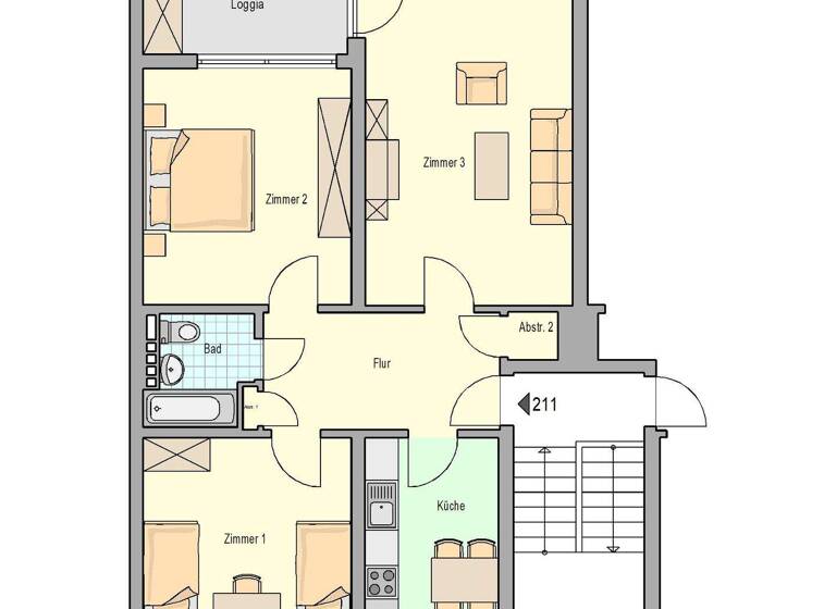 Wohnung zur Miete 718 € 3 Zimmer 75,8 m² 3. Geschoss frei ab 01.04.2026 Mariahof Trier 54296