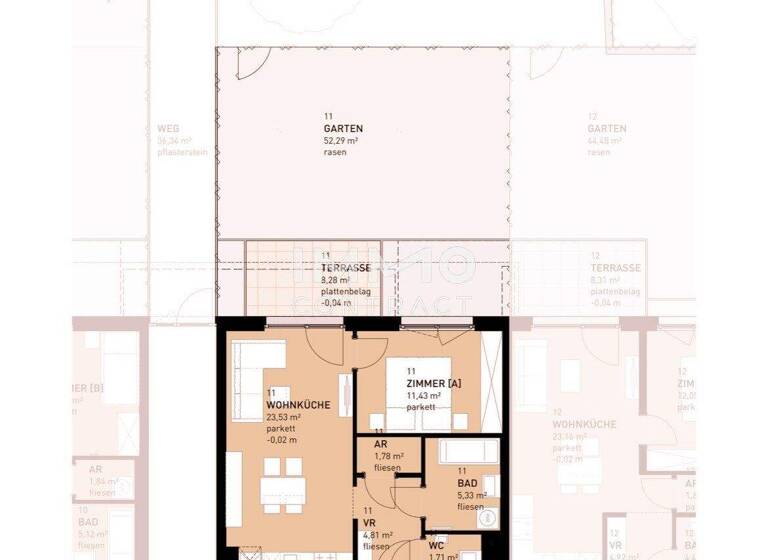Wohnung zum Kauf - Erstbezug provisionsfrei 331.500 € 2 Zimmer 48,6 m² EG frei ab 30.03.2026 Wien 1220