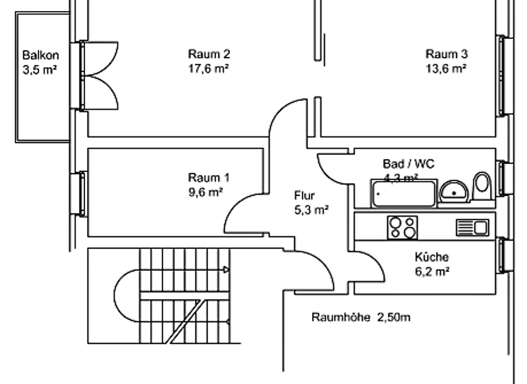 Wohnung zur Miete 375 € 3 Zimmer 56,4 m² 3. Geschoss Geschwister-Scholl-Straße 40 Kamenz 01917