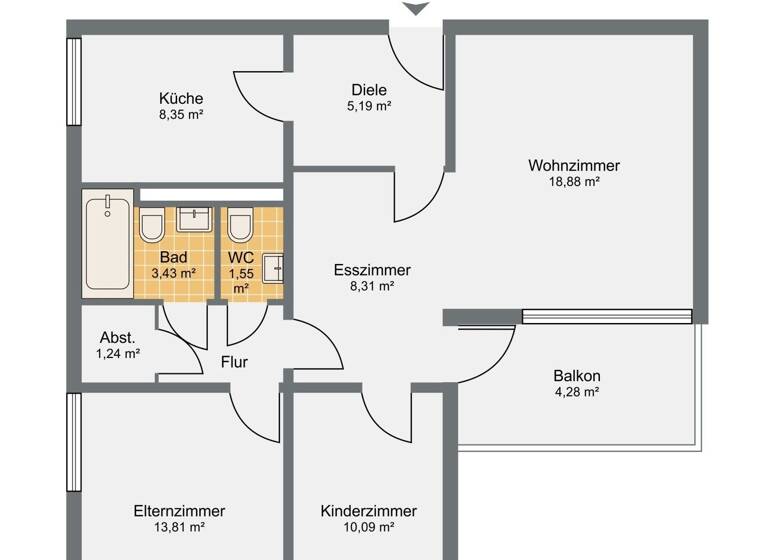 Wohnung zum Kauf 255.000 € 3 Zimmer 79 m²<br/>Wohnfläche Bamberg Bamberg 96050