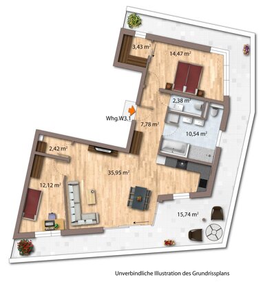 Wohnung zur Miete 1.565 € 3 Zimmer 104,8 m² frei ab sofort Schlesierstraße 4 Bönnigheim Bönnigheim 74357