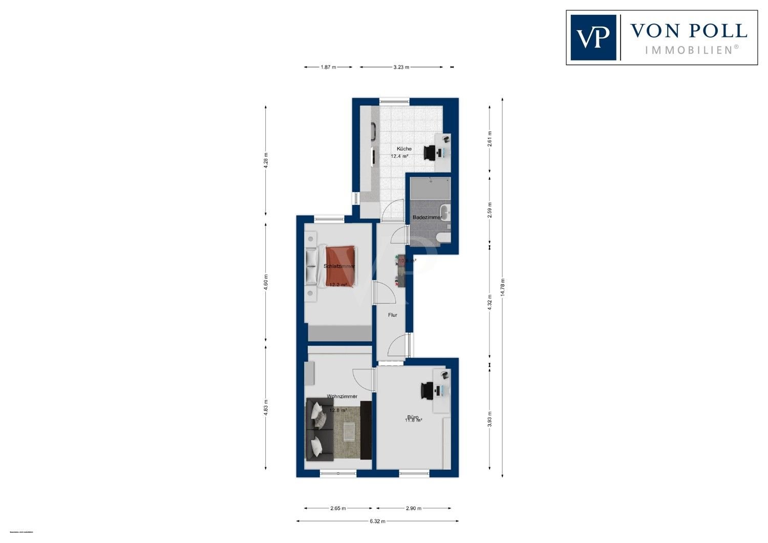 Wohnung zum Kauf 475.000 € 2,5 Zimmer 59 m²<br/>Wohnfläche 2.<br/>Geschoss Winterhude Hamburg 22301