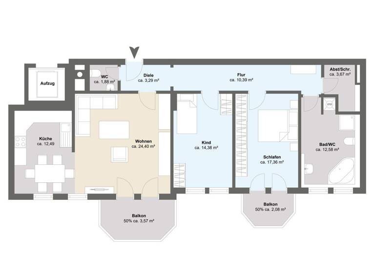 Wohnung zum Kauf 678.000 € 3,5 Zimmer 106,1 m² Geschoss 2/3 frei ab sofort Olching 82140
