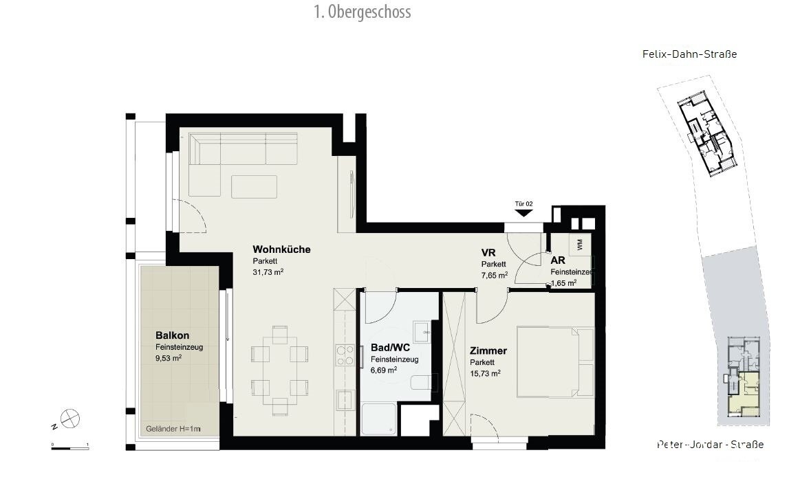 Wohnung zum Kauf 748.000 € 2 Zimmer 63,5 m²<br/>Wohnfläche 1.<br/>Geschoss Wien 1180