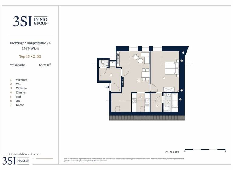 Wohnung zum Kauf 479.000 € 2 Zimmer 65 m² 5. Geschoss Hietzinger Hauptstraße 74 Wien 1130