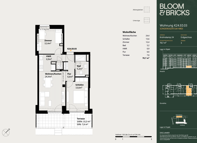 Wohnung zum Kauf - Neubau 775.000 € 3 Zimmer 70,7 m² EG Winterhude Hamburg 22301