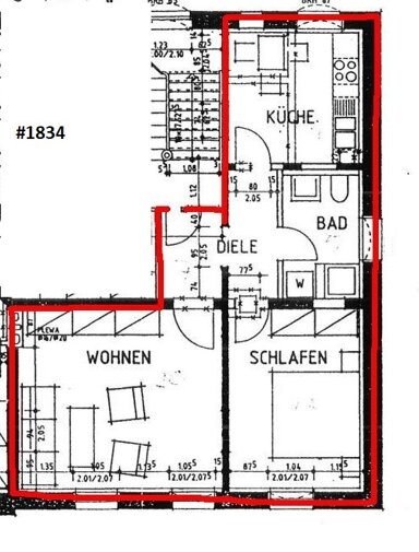 Wohnung zur Miete 470 € 2 Zimmer 55 m² 2. Geschoss frei ab 01.10.2024 Innenstadt Coburg 96450