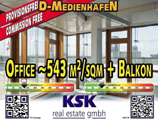 Bürofläche zur Miete provisionsfrei 22 € 543,2 m² Bürofläche teilbar von 395,6 m² bis 543,2 m² Hafen Düsseldorf 40219
