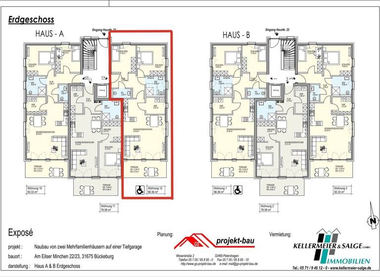 Wohnung zur Miete - Erstbezug 1.108 € 3 Zimmer 96,4 m² Bückeburg 31675