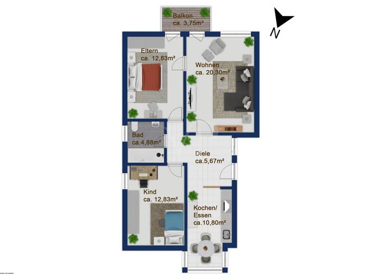 Wohnung zum Kauf 489.000 € 3 Zimmer 69,5 m² 1. Geschoss Ottobrunn 85521