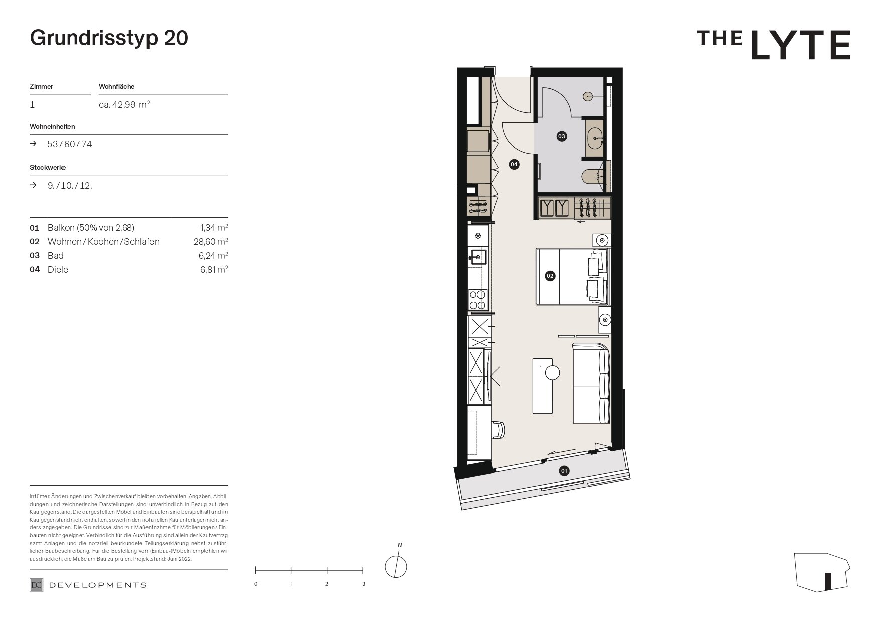 Wohnung zur Miete 1.548 € 1 Zimmer 43 m²<br/>Wohnfläche 10.<br/>Geschoss HafenCity Hamburg 20457