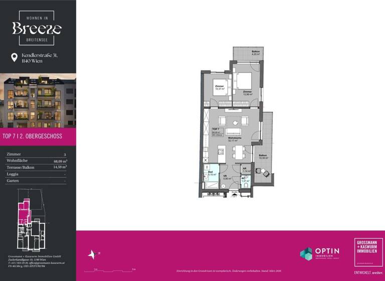Wohnung zum Kauf - Erstbezug 480.372 € 3 Zimmer 68,1 m² frei ab 01.12.2027 Wien 1140