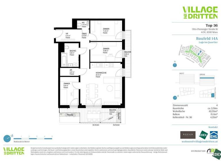 Wohnung zum Kauf 607.500 € 4 Zimmer 82,6 m² 4. Geschoss Wien 1030