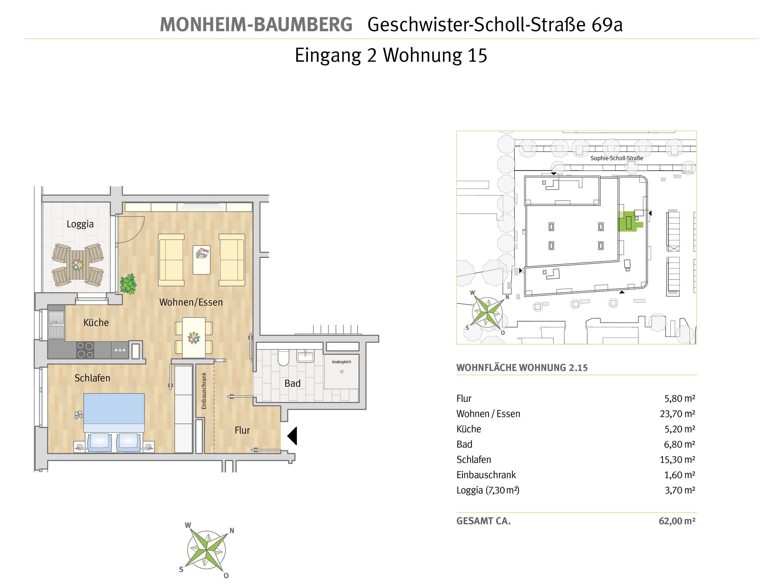 Wohnung zur Miete 875 € 2 Zimmer 62 m²<br/>Wohnfläche 4.<br/>Geschoss 01.03.2025<br/>Verfügbarkeit Geschwister-Scholl-Str. 69a Baumberg - Mitte Monheim am Rhein 40789