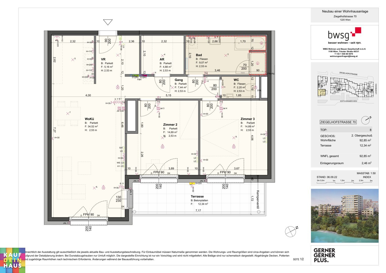 Wohnung zur Miete 1.076 € 3 Zimmer 92,9 m²<br/>Wohnfläche 2.<br/>Geschoss Ziegelhofstraße 70 Wien 1220