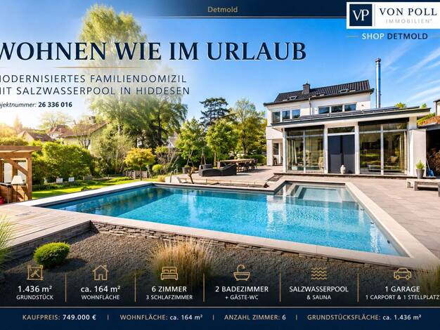 Einfamilienhaus zum Kauf 749.000 € 6 Zimmer 163,8 m² 1.436 m² Grundstück Hiddesen Detmold 32760
