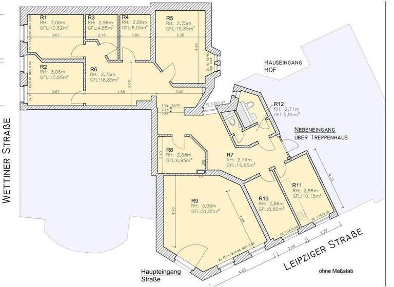 Büro zur Miete 6 € 157 m² Bürofläche Leipziger Straße 2 Altenburg Altenburg , Thür 04600