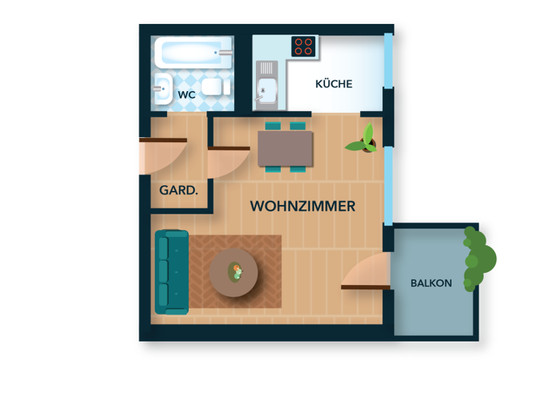 Studio zum Kauf 99.000 € 1 Zimmer 35,4 m² 5. Geschoss Roritzerstraße 37 St Johannis Nürnberg 90419