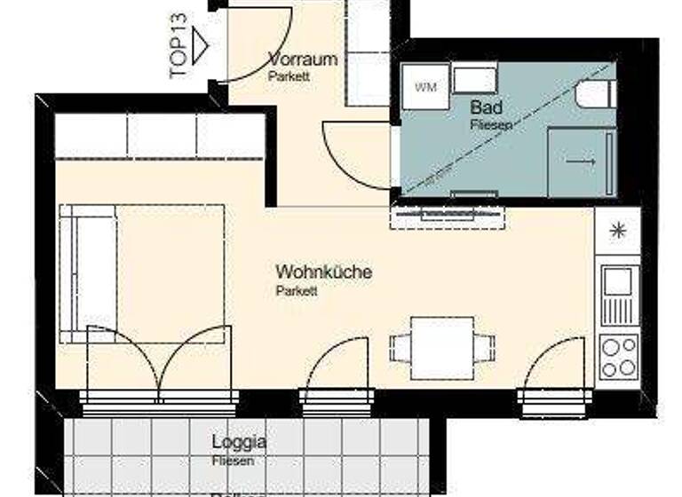 Studio zur Miete - Erstbezug 589 € 1 Zimmer 34,7 m² 2. Geschoss Wien 1110