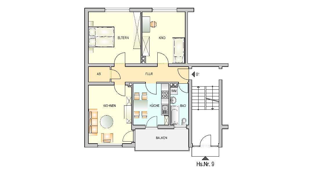 Wohnung zur Miete 569 € 3 Zimmer 75,8 m²<br/>Wohnfläche EG<br/>Geschoss 01.04.2025<br/>Verfügbarkeit Sedanstr. 9 Zellerau Würzburg 97082