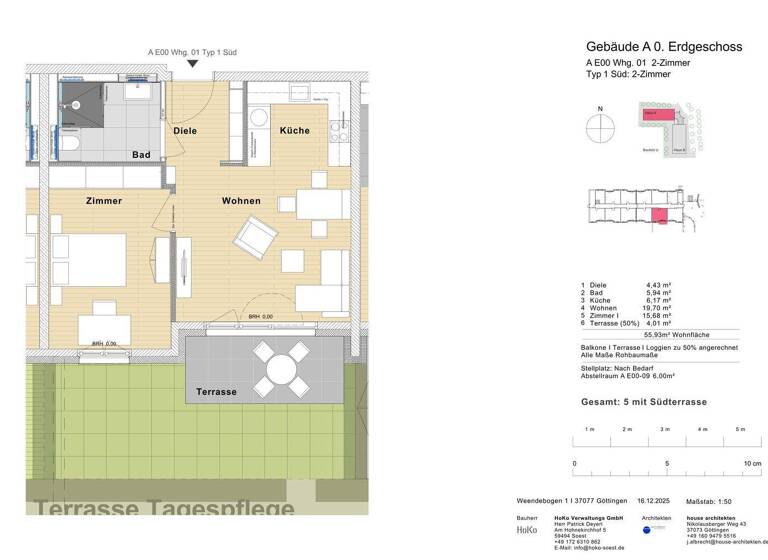 Wohnung zum Kauf - Erstbezug provisionsfrei 4.575 € 2 Zimmer 55,9 m² EG frei ab sofort Weende Göttingen 37077