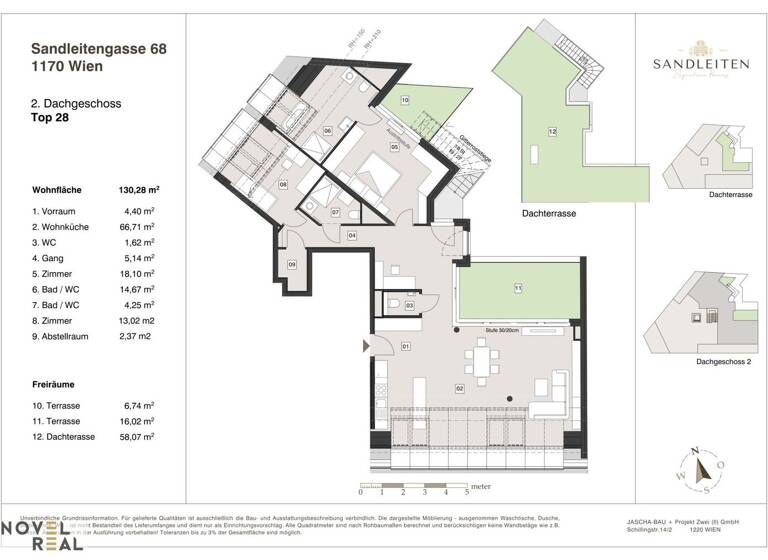 Wohnung zum Kauf - Erstbezug 1.633.000 € 3 Zimmer 130,3 m² 6. Geschoss Wien 1170