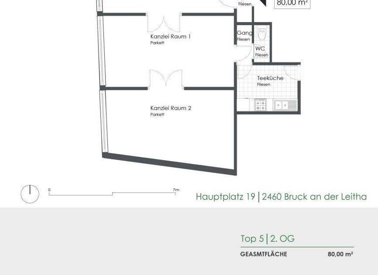 Bürofläche zur Miete 480 € 3 Zimmer 80 m² Bürofläche Hauptplatz 19 Bruck an der Leitha 2460