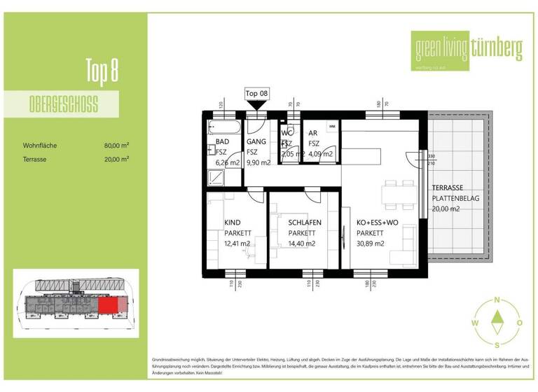 Wohnung zum Kauf - Erstbezug 354.000 € 3 Zimmer 80 m² 1. Geschoss Wartberg ob der Aist 4224