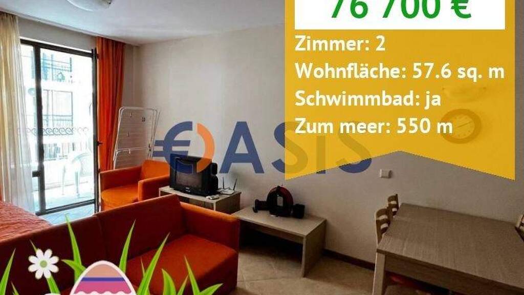 Studio zum Kauf provisionsfrei 76.700 € 2 Zimmer 58 m² 3. Geschoss Put Bez Ime 5 Sunny Beach 8240