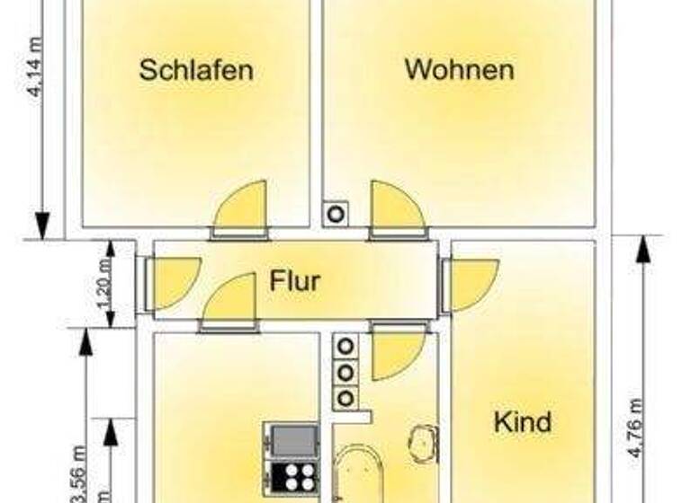 Wohnung zur Miete 330 € 3 Zimmer 58,4 m² 1. Geschoss frei ab sofort Waldheimer Straße 109 Nossen 01683