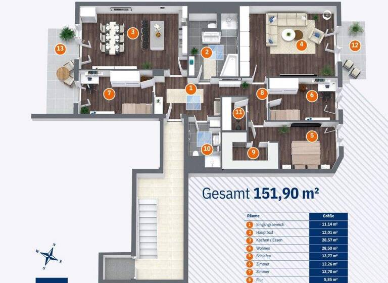 Wohnung zum Kauf provisionsfrei 729.120 € 5 Zimmer 151,9 m² 2. Geschoss Buckau Magdeburg / Buckau 39104