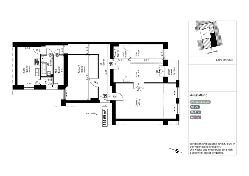 Wohnung zum Kauf als Kapitalanlage geeignet 645.000 € 3 Zimmer 114,7 m²<br/>Wohnfläche Rönnestr. 24 Charlottenburg Berlin 14057