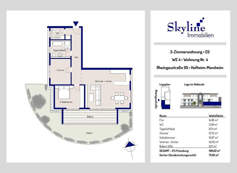 Wohnung zum Kauf provisionsfrei 579.000 € 3 Zimmer 106 m² EG Rheingaustr. 95 Hofheim 65719