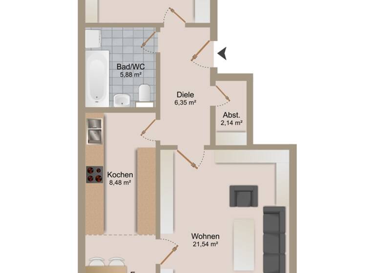 Wohnung zum Kauf 143.000 € 2 Zimmer 71,9 m²<br/>Wohnfläche 3.<br/>Geschoss Blumberg Blumberg 78176